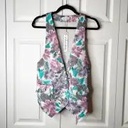 For Love & Lemons Tamara Purple Blue Floral Vest Women's Size Small S NWT