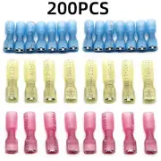 200PCS Insulated Female Heat Shrink Spade Butt Wire Connectors Crimp Terminals