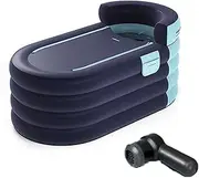 Portable Baths,Bath Tub for Athletes & Adults Cold Plunge Tub with Cover Portable Inflatable Ice Bath Tub for Athletes Plunge Tub for Recovery & Cold Water Therapy(Blue)