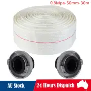 30m 2" Fire Hose Reel C Storz Canvas Fire Hose Garden Watering Double Fitting AU