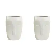 2x Urban Aztec Face 22cm Ceramic Plant/Flower Vase Home Display Pot Large White
