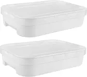 TEHAUX 2Pcs Stackable Egg Holder for Refrigerator Clear Egg Container with Lid Space Saving Design for Kitchen Storage and Organization Freezer Compatible