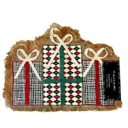TAHARI Christmas Present Shaped Jute Placemats Set of 4 Holiday 13x19 New