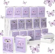Harloon 50 Pack Christian Facial Tissues Purple Butterfly Pocket Wallet Size Travel Tissues Individual 3 Ply for Wedding Travelling Graduation, 7 Sheets Per Pack
