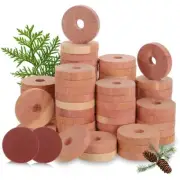 70Pcs Natural Wood Cedar Rings Aromatic Cedar Blocks for Clothes Storage Drawers