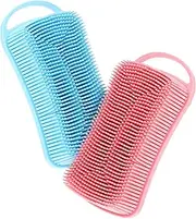 OHPHCALL Shower Scrubber Brush Set Silicone Body Exfoliator Bathing Brush for Men Easy to Use