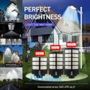 1500W Solar Street Light Garden Wall Lamp Industrial Security Road Lamp w/Remote