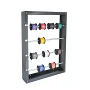 Grey Steel 4-Rod Electrical Wire Spool Rack Dispenser, Conduit Display, Cable