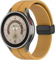 [SUPENG] Strap Compatible with Samsung Watch 4/5 40 44mm Watch 5 Pro 45mm Band Silicone Magnetic Buckle Compatible with Galaxy Watch 4 Classic 42 46mm (Color : Yellow, Size : Galaxy Watch 4 40mm)