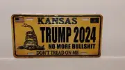 KANSAS DON'T TREAD ON ME TRUMP 2024 N.M.B. METAL AUTO TAG PLATE CUSTOM