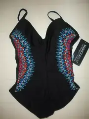 MIRACLESUIT Black Nepali Temptation 1 PC Underwire Swimsuit Sz 14 NWT