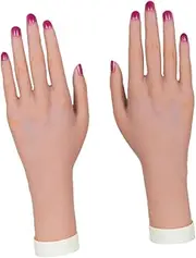 Folpus Mannequin Hand Jewelry Organizer, Soft Flexible Practice Hand for Acrylic Nails, Realistic Female Hand for Necklace Bracelet, Skin Left Right Hand