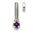 Shey Couture Silver Antiqued with 14k Accent Polished Amethyst Chain Slide Penda