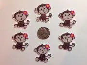 6 Pcs Lot Monkey Flatback Resin Cabochon Hair Bow Center Supply.