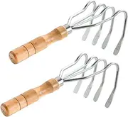 2pcs Beach Clam Rake Hand Rake Garden Tool Ergonomic Handle for Safe Digging