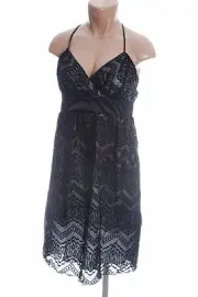 NWT AGB DRESS black LACE FULLY LINED BUILT IN BRA dress size 6