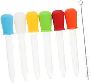 SOESFOUFU Eye Dropper Multifunctional Cleaning Brush 6pcs 5ml Silicone Medicine Droppers with Cleaning Brush Clear Liquid Pipettes for and Adults for Accurate Dosing and Mess Application