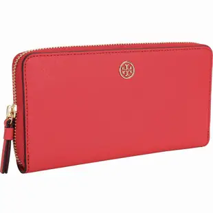 TORY BURCH Robinson 防刮皮革拉鍊長夾(紅色)