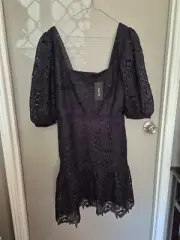 City Chic Small pricilla Lace Mini Black Plus Size 16