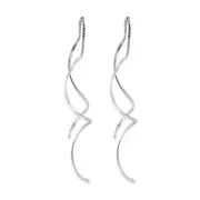 Spiral Threader Earrings 925 Sterling Silver Drop Dangle Earrings Handmade Je...