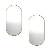 Oikiture Wall Mirrors Oval Mirror Gold 84x50cm Set of 2 Home Decor