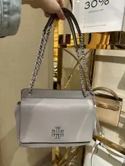 Tory Burch Britten Flap Shoulder Bag Color French Grey + free Tory dust bag
