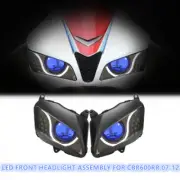 KT LED Fiber Demon Eyes Headlight Assembly for Honda CBR600RR 2007-2012 V2 Blue