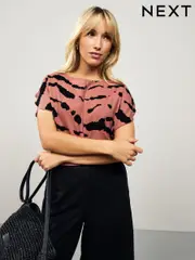 Pink/Black Flutter Sleeve Textured Smart Top (AM5055) | $41
