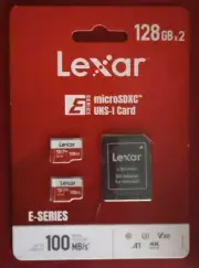 Lexar E-Series MicroSDXC UHS-I 128gb sd card x 2