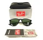 Ray-Ban Sunglasses RB4171 ERIKA 601/2P Shiny Black Round Frames Polarized Lenses