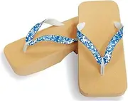Hajime(一歩) [One Step] [Hajime] Geta Geta Clogs, Soft and Water Resistant, Made of Sponge, 10.6 inches (27 cm), BE/Rose x Blue, Rose x Blue (Rose x Blue/27), Rose × Blue, 27.0 cm