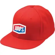 100% MX Motocross ESSENTIAL Flatbill Flex J Fit Fitted Hat/Cap (Red) SM-MD