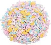 uxcell Fake Sprinkles, 100G Star Moon Resin Fake Candy Sugar Faux Sprinkles Polymer Clay Slices for Nail Art DIY Crafts Cake Phone Case Shaker Card Filler, Yellow/Pink/White/Blue