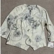Covington Floral Print Jacket Button Front 3/4 Sleeve Career Top S