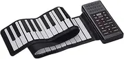 Multifunction Portable Electric 61 Keys Hand Roll Up Piano Silicone Piano Keyboard Built-in Speaker Rechargeable Battery Reverberation BT Function Digital Piano Keyboard Black 61 Keys