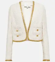[Giambattista Valli] Giambattista Valli Embellished bouclé cropped jacket AU 16 white