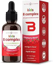 NutraChamps Vitamin B Complex for Kids | B1, B2, B3, B6, B7, B9 & Methyl B12 Liquid Drops Supplement Energy, Focus, Metabolism Vegan Non-GMO Natural Berry 120 Servings 4 Month Supply