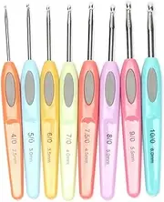 Crochet Hooks Kit - 8 Piece Set Extra-Long Crocheting Needles with Soft, Ergonomic Handle Crochet Hooks Set and 8 Hook Sizes - Knitting & Crochet Supplies for Beginners, Comfortable/Easy to Use