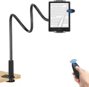 Gooseneck Tablet Holder for Kindle with Remote Page Turner, Lazy Arm Stand for K