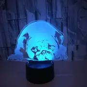 Prostrated Dog Shape 3D Colorful LED Vision Light Table Lamp, rechargeable touchpad