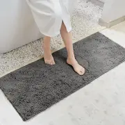 TECHMILLY Soft Fluffy Chenille Long Bathroom Rugs 17" x 47", Grey
