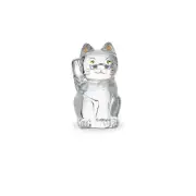 NEW BACCARAT CRYSTAL MANEKI NEKO CAT FIGURINE CLEAR #2607786 BRAND NIB SAVE$ F/S