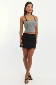 Black Mini Skort High Rise Pocket Detail Tailored - Size 16XL, Women's Mini Skirt