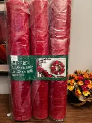 20.5" x 30YD SOLID RED COLOR DECO MESH WRAP ROLLS FLORAL MESH RIBBON WREATHS BOW