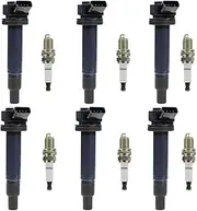 Aspaton UF267 Ignition Coil and Spark Plug Set of 6 Automotive Replacement Parts Compatible with ES300 ES330 RX300 RX330 RX400H Camry Sienna Avalon Highlander Solara 3L 3.3L V6 90919-02234 9008019016
