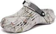 [MEIAGDT] Mens Garden Clogs Outdoor Slip on Mules Non Slip Waterproof Lightweight Summer Water Shower Sandals with Adjustable Back Strap for Home Beach Camping - Tree Design