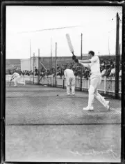 Douglas Jardine hitting a cricket ball in the practice nets, NSW, - Old Photo