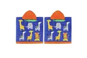 2x Onkaparinga Kids 60x120cm Absorbent Hooded Beach Bath Swimming Towel Animals