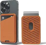 Mujjo Full Leather Magnetic Wallet for iPhone 16/15/14/13/12 - MagSafe Compatible, Three-Card Easy-Access Design, Made from Luxurious Leather & Microfiber, Slim Secure Design (Light Tan)