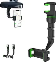 Woolcar Rearview Mirror Phone Holder, Wool Car Phone Holder, Multi-Function Adjustable 360° Universal, Clip That Can Be Hung,Suitable for Most Scenes, Car, Bedside, Bookshelf (Gray,1PC)